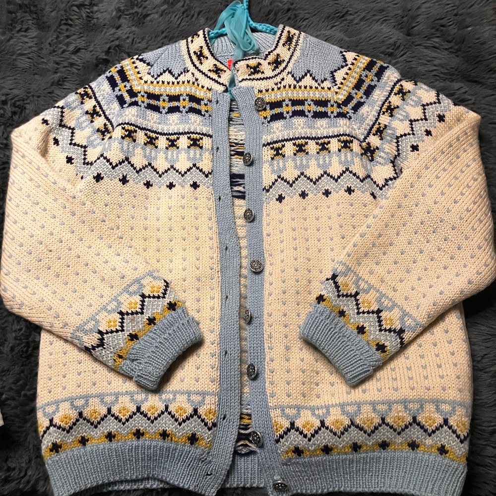 Viking Knit Nordic Cardigan- 100% wool